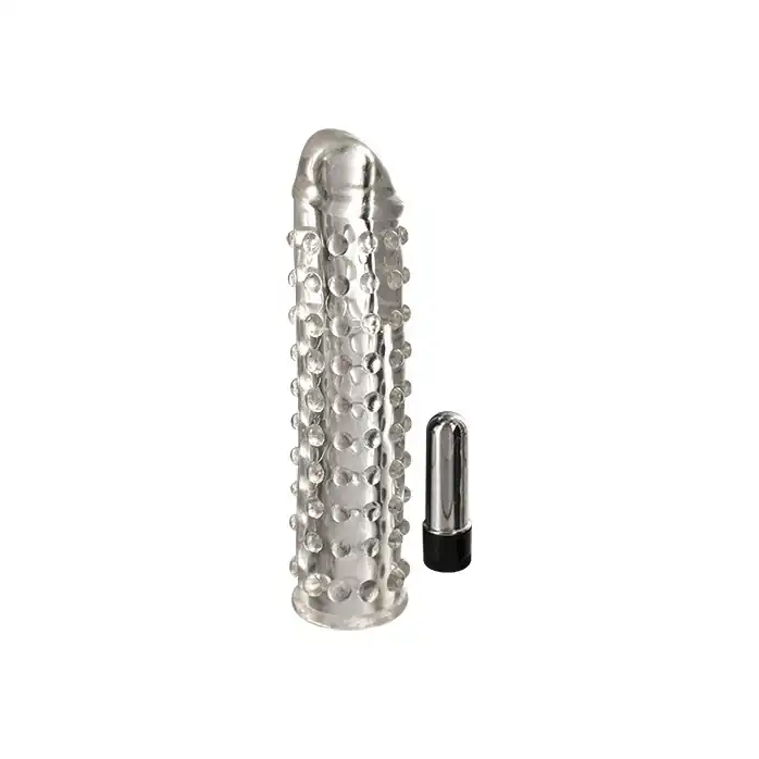 Прозрачная вибронасадка на пенис VIBRATING PENIS SLEEVE THE WALL BREAKER - 17 см - BestSeller
