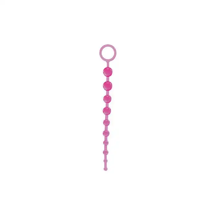 Розовая анальная цепочка с 10 шариками JAMMY JELLY ANAL 10 BEADS - 32 см - Jammy Jelly Anal
