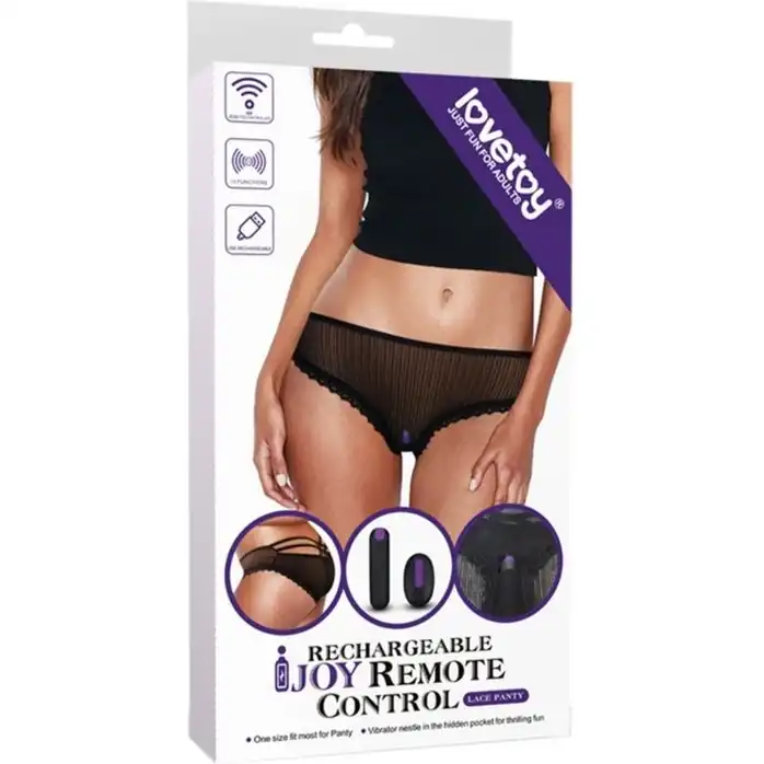 Чёрные вибротрусики IJOY Rechargeable Remote Control. Фотография 5.