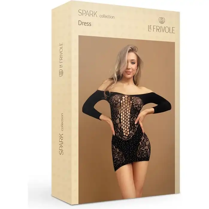 Искрящееся стразами платье с длинными рукавами - Spark. Фотография 3.
