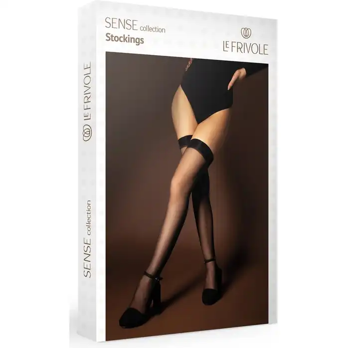 Черные матовые капроновые чулки под пояс - Sense. Фотография 5.
