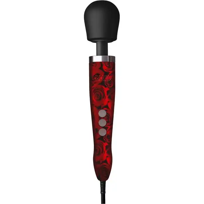 Красно-черный жезловый вибратор Doxy Die Cast с розами