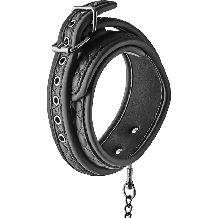 Черный ошейник с поводком COLLAR LEASH DIAMOND - Blaze. Фотография 6.