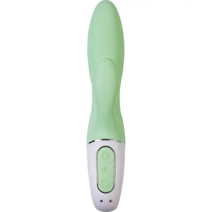 Зеленый вибратор-кролик Satisfyer Air Pump Bunny 5 с функцией расширения - 20,4 см. Фотография 5.