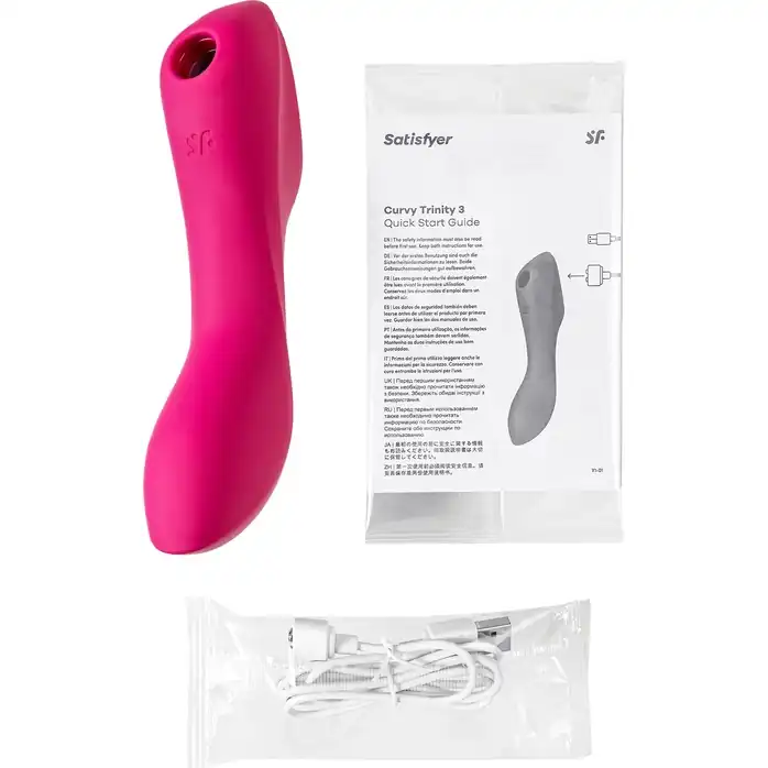 Малиновый вакуум-волновой вибростимулятор Satisfyer Curvy Trinity 3. Фотография 11.