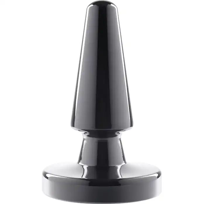 Черная анальная вибропробка Beginner Metal Plug - 11,2 см. Фотография 4.