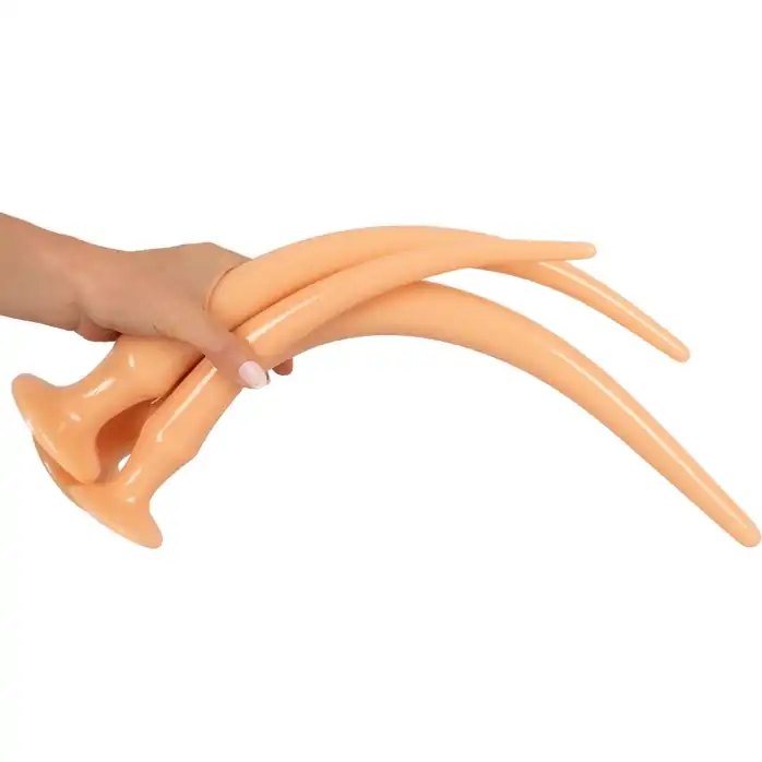 Набор из 3 телесных удлиненных анальных пробок Super Long Flexible Butt Plug Set - You2Toys. Фотография 3.
