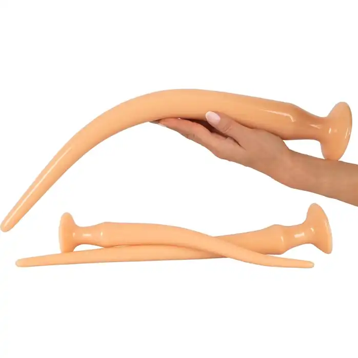 Набор из 3 телесных удлиненных анальных пробок Super Long Flexible Butt Plug Set - You2Toys. Фотография 4.