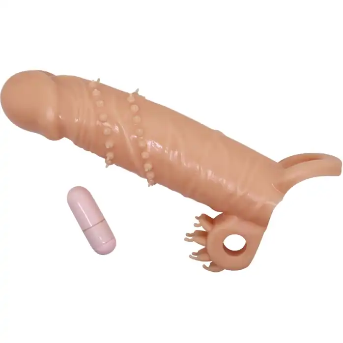 Телесная удлиняющая вибронасадка Penis Sleeve Connor - 17 см - Pretty Love. Фотография 6.
