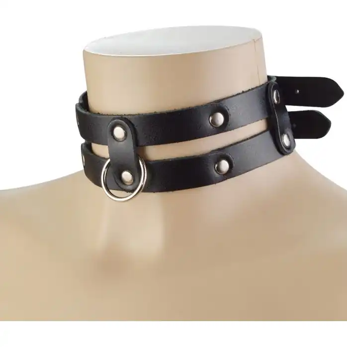 Черный ошейник Грация с колечком - BDSM accessories