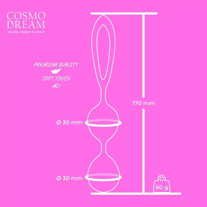 Розовые силиконовые вагинальные шарики с петлей - 17 см - COSMO DREAM. Фотография 4.