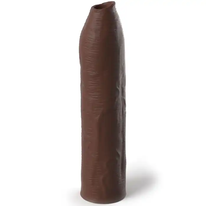 Коричневая насадка-удлинитель Uncut Silicone Penis Enhancer - 17,8 см - Fantasy X-tensions Elite
