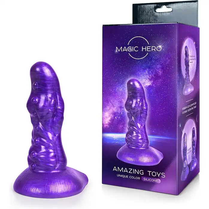 Фиолетовый фантазийный фаллоимитатор - 19 см - MAGIC HERO. Фотография 2.