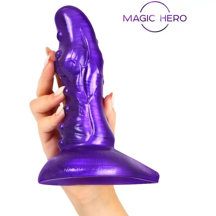 Фиолетовый фантазийный фаллоимитатор - 19 см - MAGIC HERO. Фотография 3.