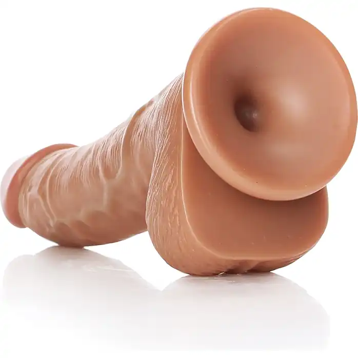 Телесный фаллоимитатор Curved Realistic Dildo Balls Suction Cup 6 - 15,5 см - RealRock. Фотография 4.