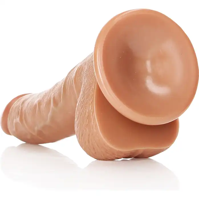 Телесный фаллоимитатор Curved Realistic Dildo Balls Suction Cup 7 - 17 см - RealRock. Фотография 4.