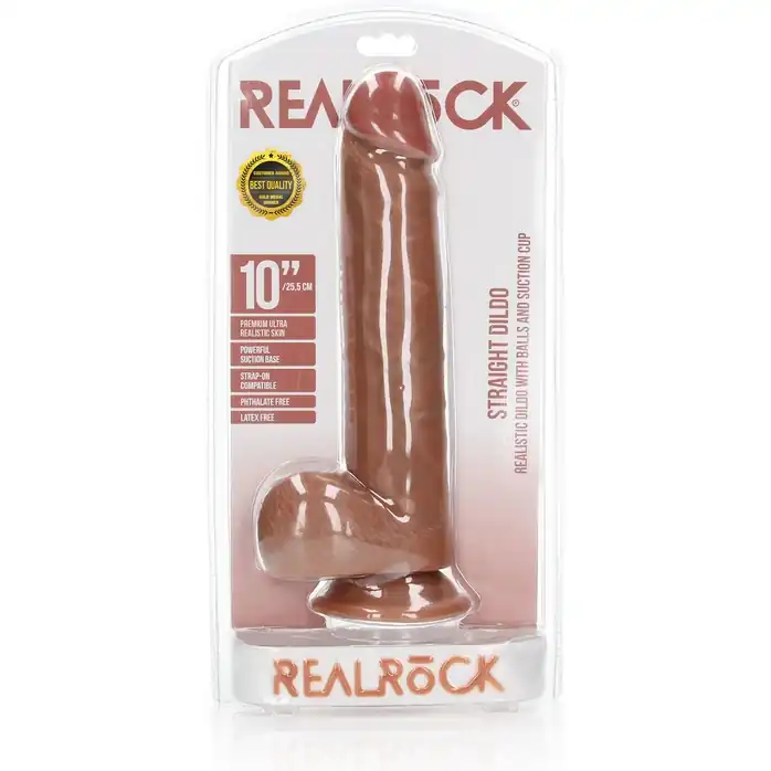 Телесный фаллоимитатор Straight Realistic Dildo Balls Suction Cup 10 - 28 см - RealRock. Фотография 2.