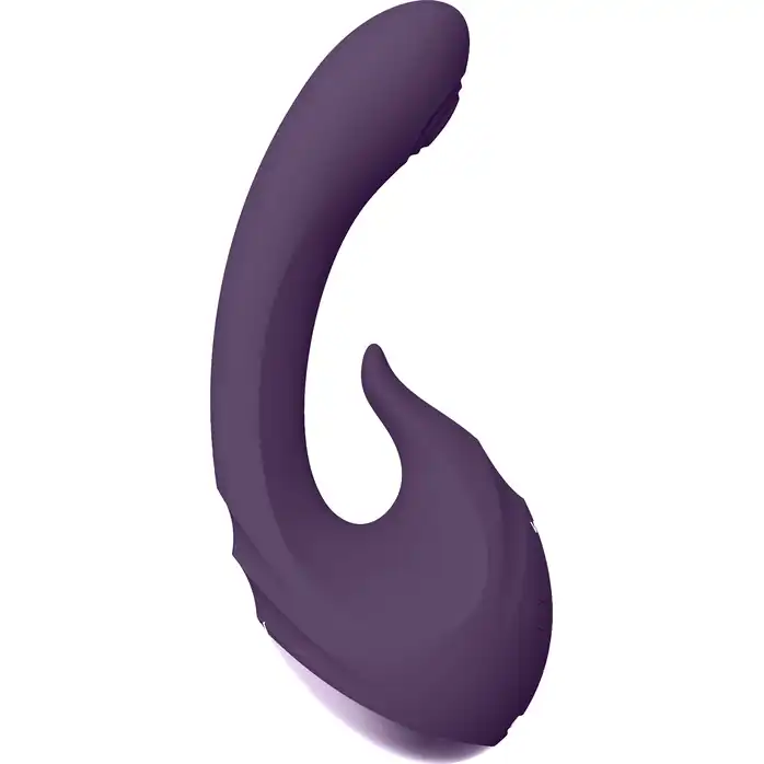 Фиолетовый вибромассажер Miki со стимулятором клитора - 17 см - Vive. Фотография 5.