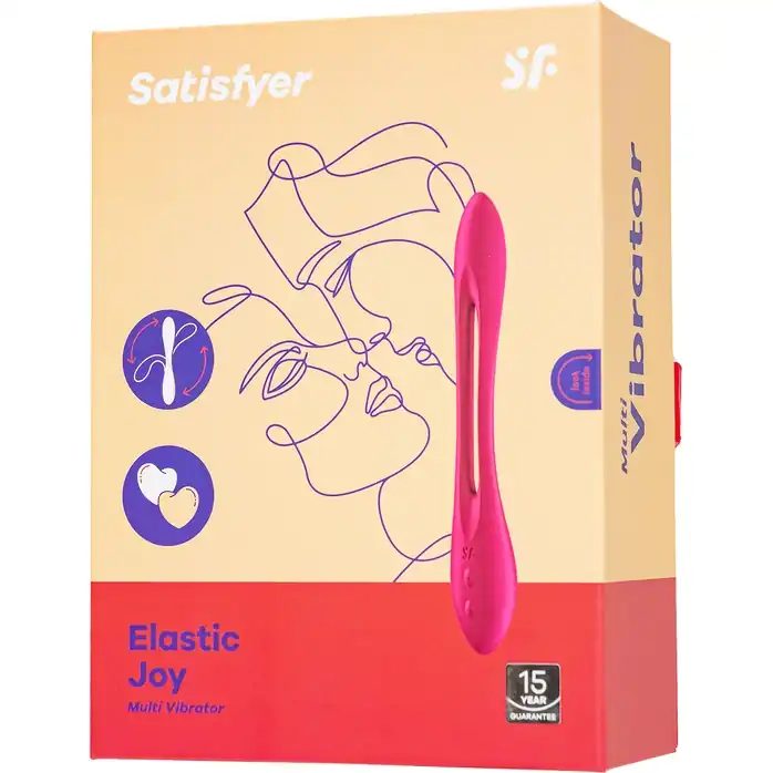 Красный многофункциональный вибратор для пар Satisfyer Elastic Joy. Фотография 2.