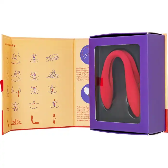 Красный многофункциональный вибратор для пар Satisfyer Elastic Joy. Фотография 12.