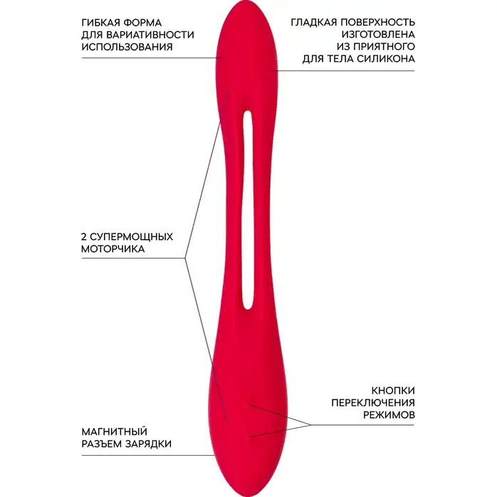 Красный многофункциональный вибратор для пар Satisfyer Elastic Joy. Фотография 5.