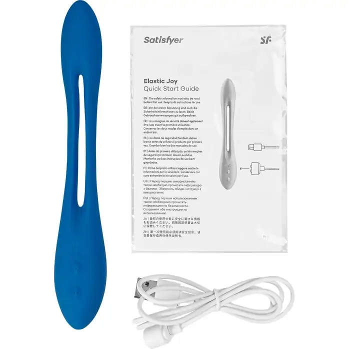 Синий многофункциональный вибратор для пар Satisfyer Elastic Game. Фотография 11.