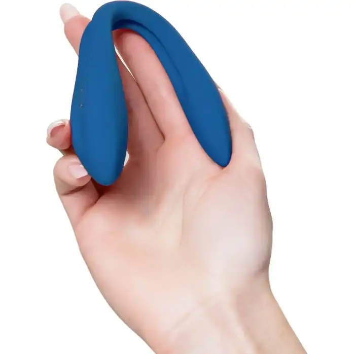 Синий многофункциональный вибратор для пар Satisfyer Elastic Game. Фотография 4.