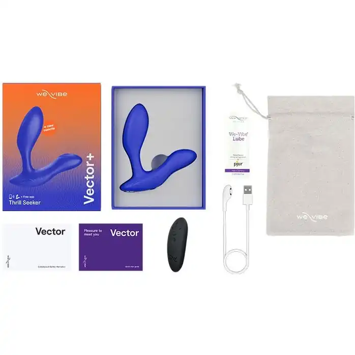 Синий анальный вибратор We-Vibe Vector. Фотография 2.