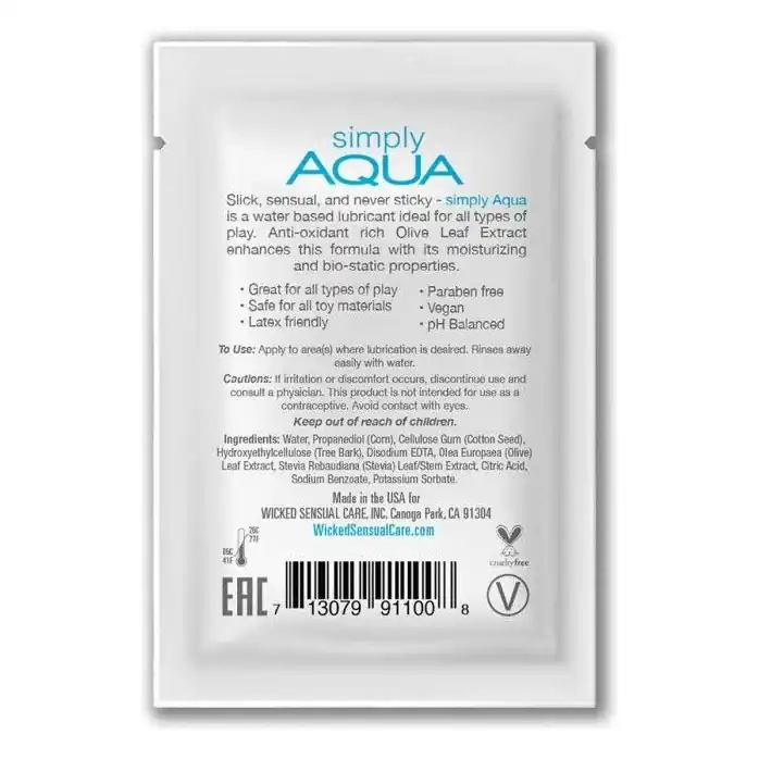 Легкий лубрикант на водной основе Wicked Simply AQUA - 3 мл - Simply. Фотография 2.