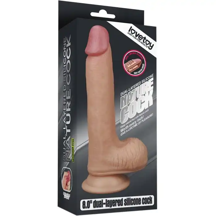 Телесный фаллоимитатор 8 Dual-Layered Silicone Nature Cock - 20,5 см. Фотография 5.
