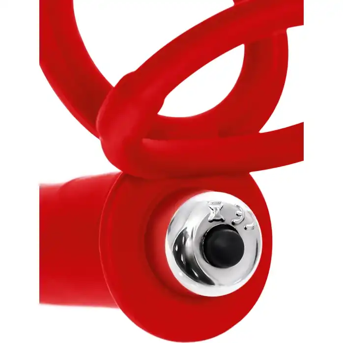 Красная насадка на пенис для двойного проникновения - 19 см - Black Red. Фотография 11.
