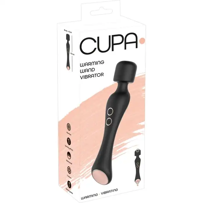 Черный вибромассажер с подогревом Cupa Warming Wand - 22,6 см - You2Toys. Фотография 3.
