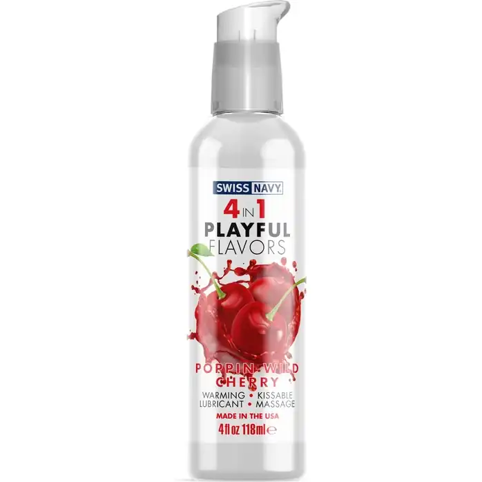 Массажный гель 4-в-1 Poppin Wild Cherry с ароматом вишни - 118 мл - 4-in-1 Playful Flavors