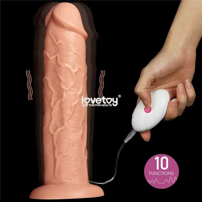 Телесный вибратор-гигант 11 Inch Realistic Long Vibrating Dildo - 28 см. Фотография 2.