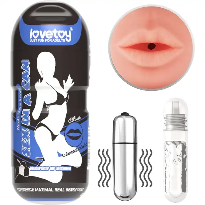 Мастурбатор-ротик с вибрацией Sex In A Can Mouth Lotus Tunnel