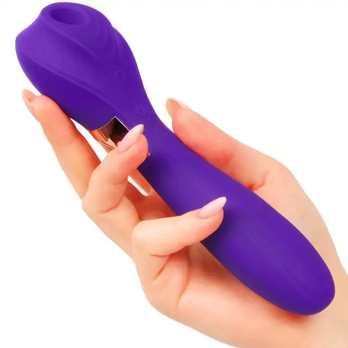 Фиолетовый вакуумный стимулятор с вибрацией - 18,4 см - COSMO ORGASM. Фотография 3.