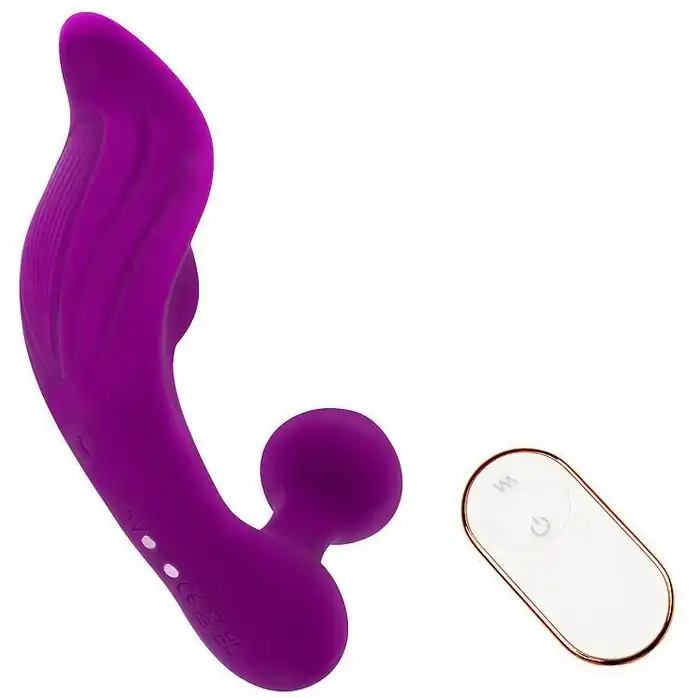 Фиолетовый массажёр с 9 режимами вибрации и пультом ДУ - COSMO ORGASM