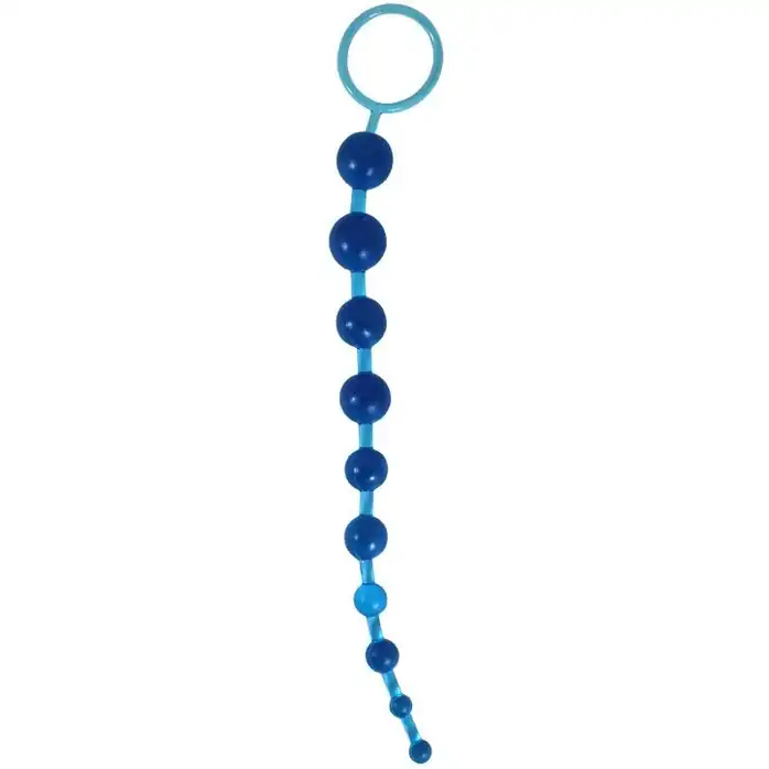 Голубая анальная цепочка Beads of Pleasure - 30 см