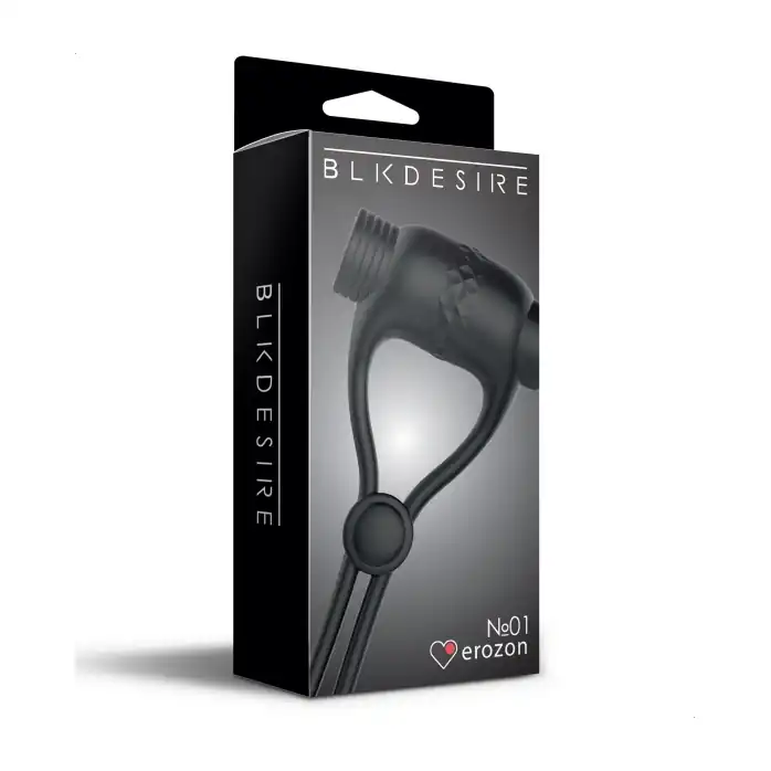 Черное перезаряжаемое эрекционное вибролассо №01 Vibrating Cock Ring - BLKDESIRE. Фотография 2.