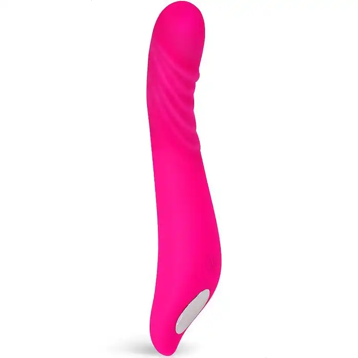 Розовый изогнутый вибромассажёр из силикона для G-стимуляции - 21,3 см - COSMO ORGASM