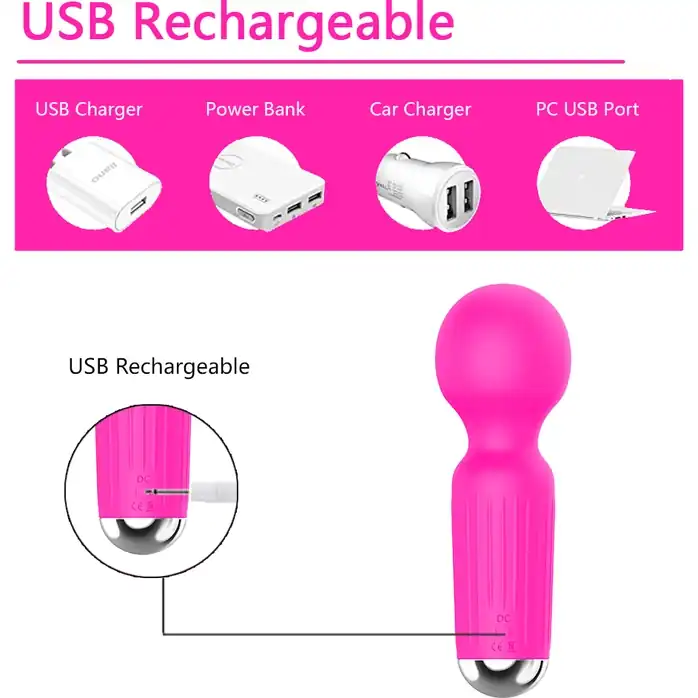 Розовый перезаряжаемый мини-wand Sweetie Wand. Фотография 2.