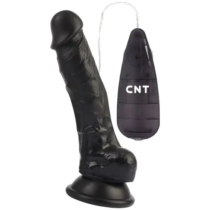 Черный вибратор-реалистик Super Realistic Vibrating Dildo - 18,5 см