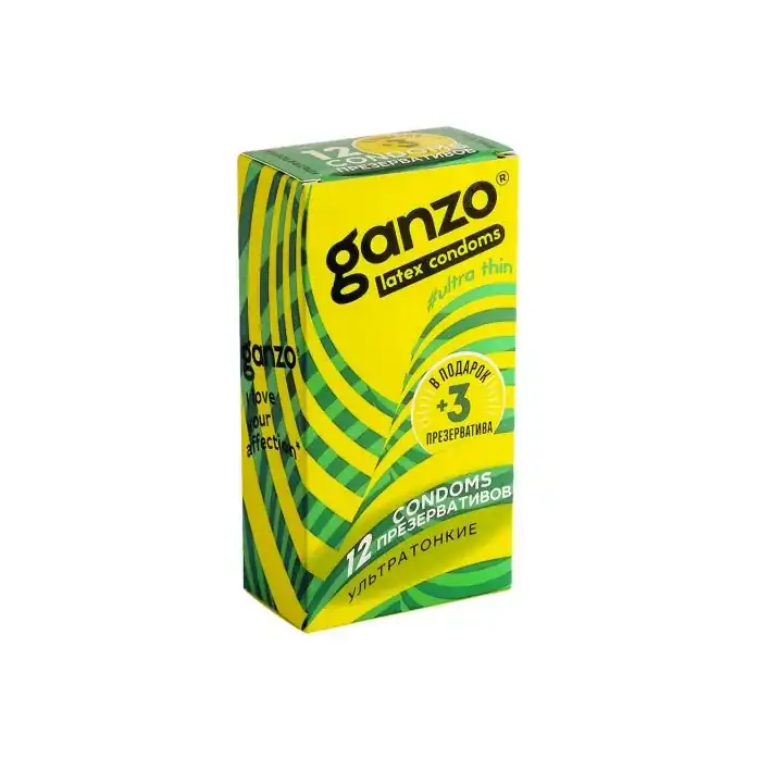 Ультратонкие презервативы Ganzo Ultra thin - 12 шт.( 3 в подарок)