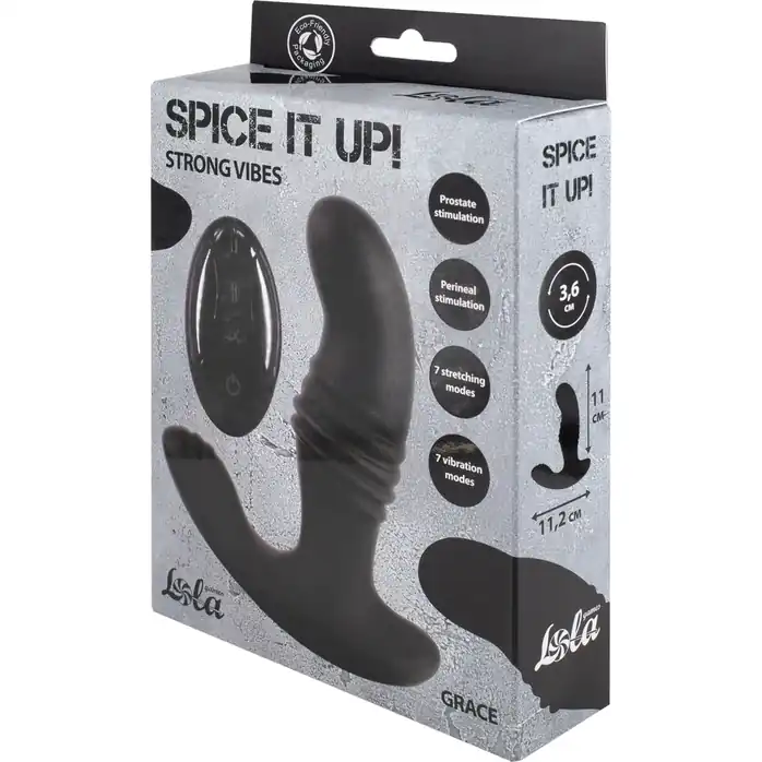Черный перезаряжаемый стимулятор простаты Grace - 13 см - Spice It Up. Фотография 3.