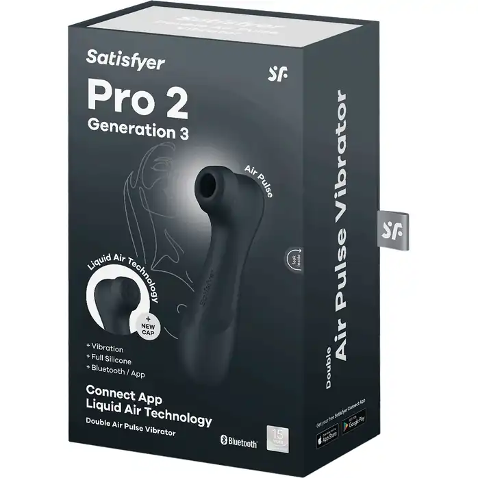 Черный вакуумный стимулятор клитора Satisfyer Pro 2 Generation 3 с управлением через приложение. Фотография 2.