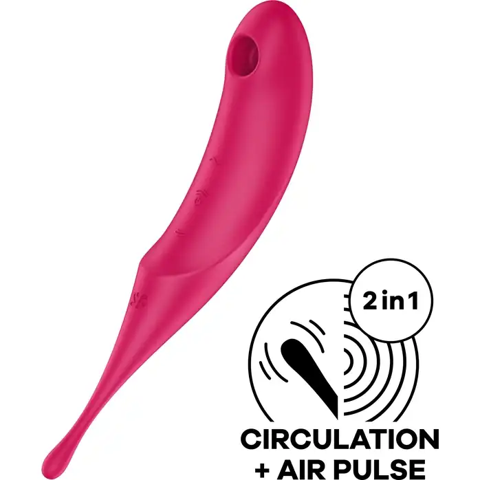 Красный вакуум-волновой стимулятор клитора Satisfyer Twirling Pro. Фотография 3.