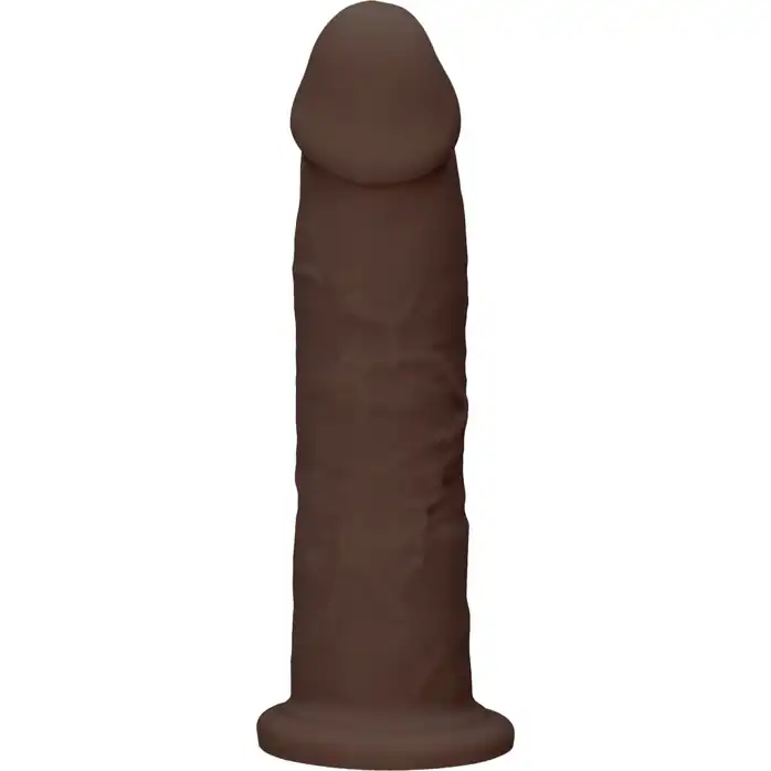 Коричневый фаллоимитатор без мошонки Silicone Dildo Without Balls - 22,8 см - RealRock. Фотография 3.