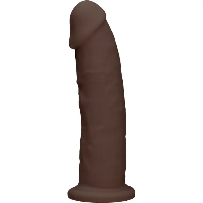 Коричневый фаллоимитатор без мошонки Silicone Dildo Without Balls - 22,8 см - RealRock. Фотография 4.