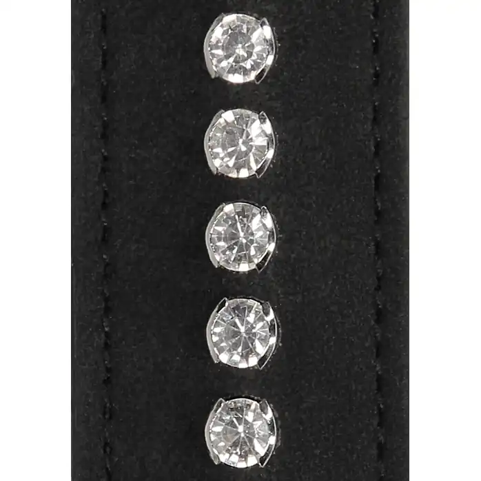 Черный ошейник с поводком Diamond Studded Collar With Leash - Ouch!. Фотография 6.