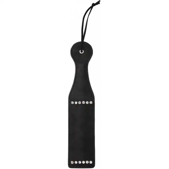 Черная гладкая шлепалка Diamond Studded Paddle - 30,5 см - Ouch!